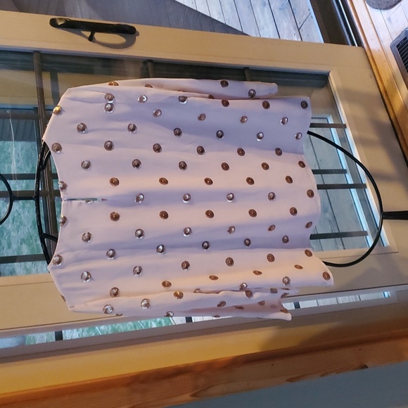 Talbots Elegant Blush with Gold Accents Lined Long Slv Event Sz. S Blouse Top - Picture 9 of 13